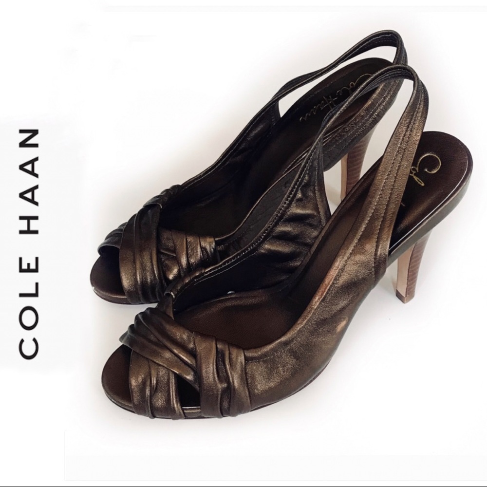 Cole Haan Bronze Peep-Toe Pumps 👠